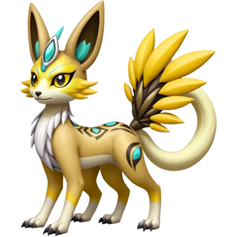 Tribal Exotic Meloetta-Renamon-Protogen-Palkia-hybrid-fusion-Fakémon-creature, full body emoji