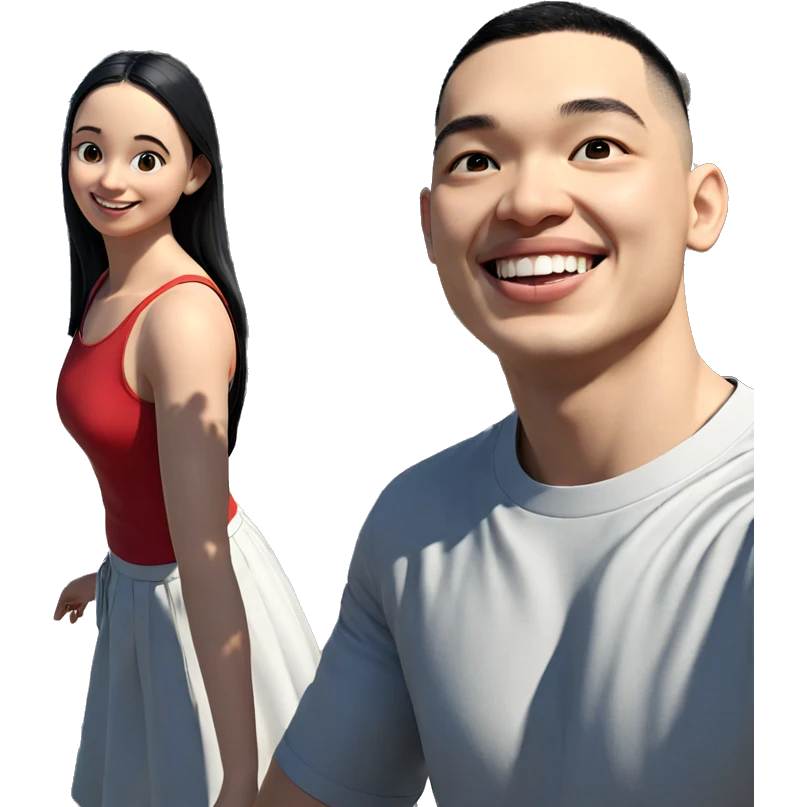 girl and boy outdoors smiling emoji