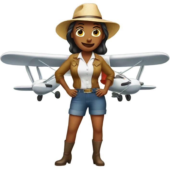 Sassy woman farmer flying airplane emoji