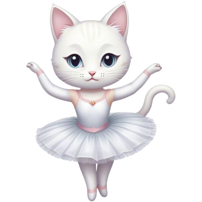 Ballerina white cat emoji
