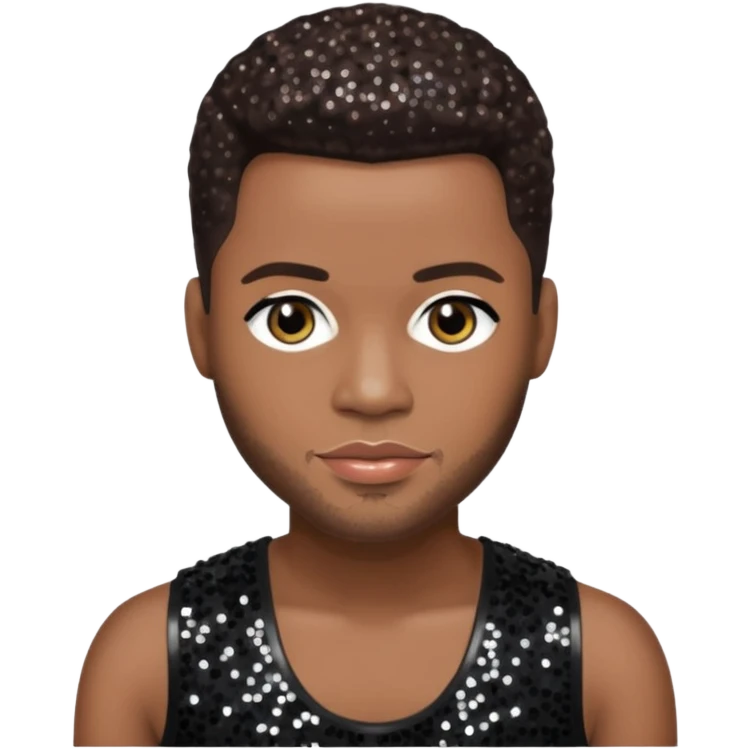 Durrell Tank Babbs, R&B Singer with dark brown hair, black sequin outfit emoji
