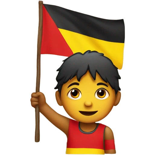 Child holding Aboriginal flag emoji