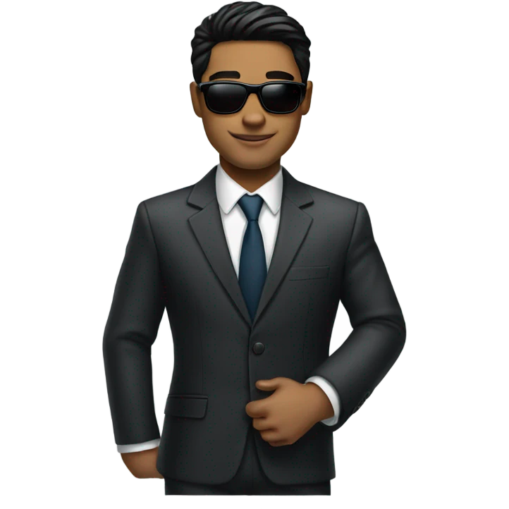 Young white woth black hair businessman wearing sunglasses and a suit emoji