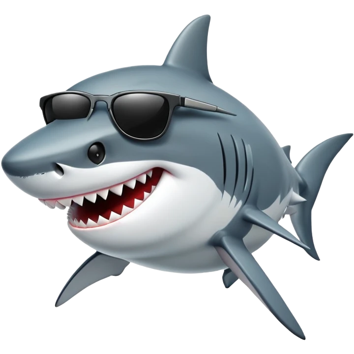 cool shark with white teeth and black sunglasses emoji