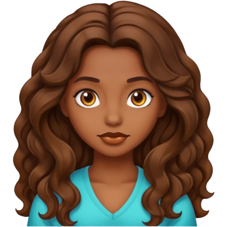 Baddie girl with brown long wavy hair emoji