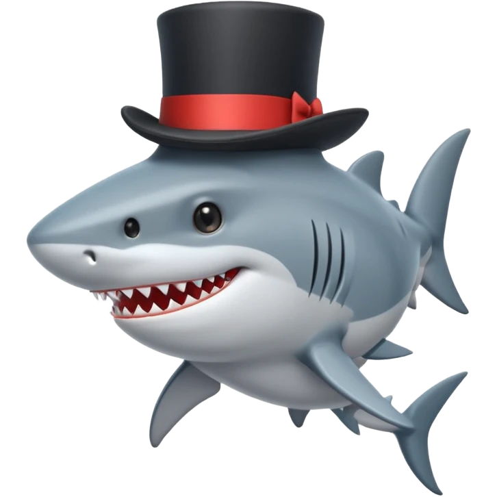 Shark with a top hat emoji