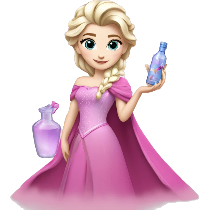 Complete Elsa with elixir bottle, pink colours emoji