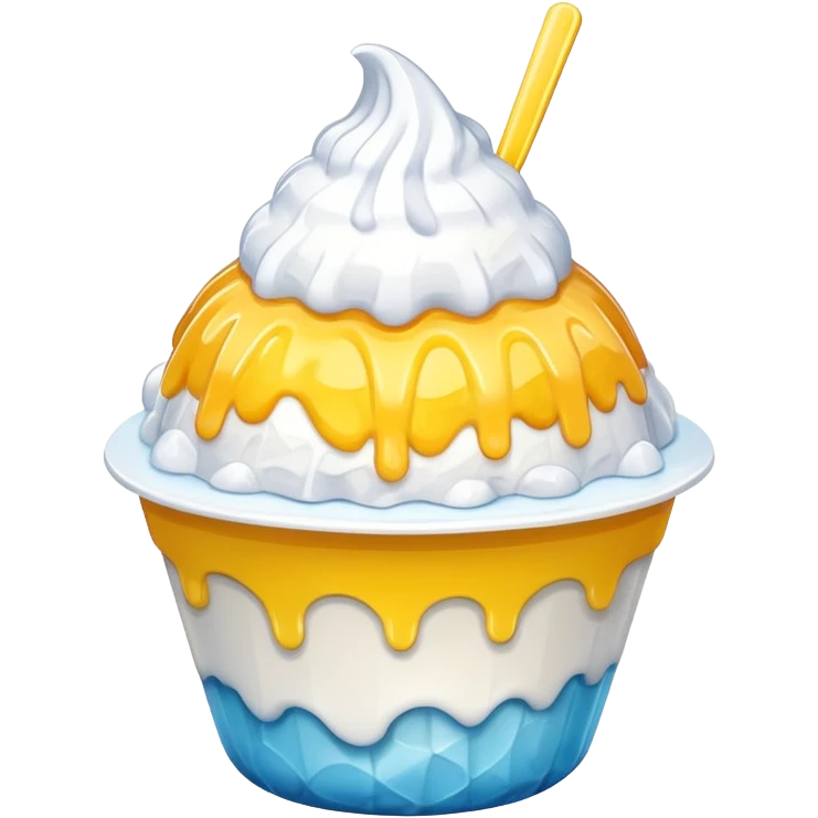 refreshing white shaved ice with yellow syrup drizzle emoji