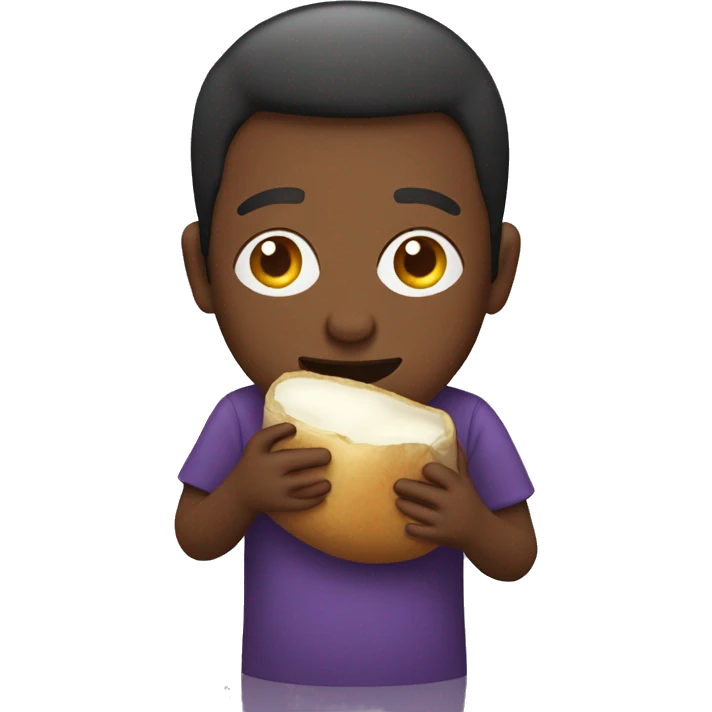 Person eating a bag of eggplants emoji