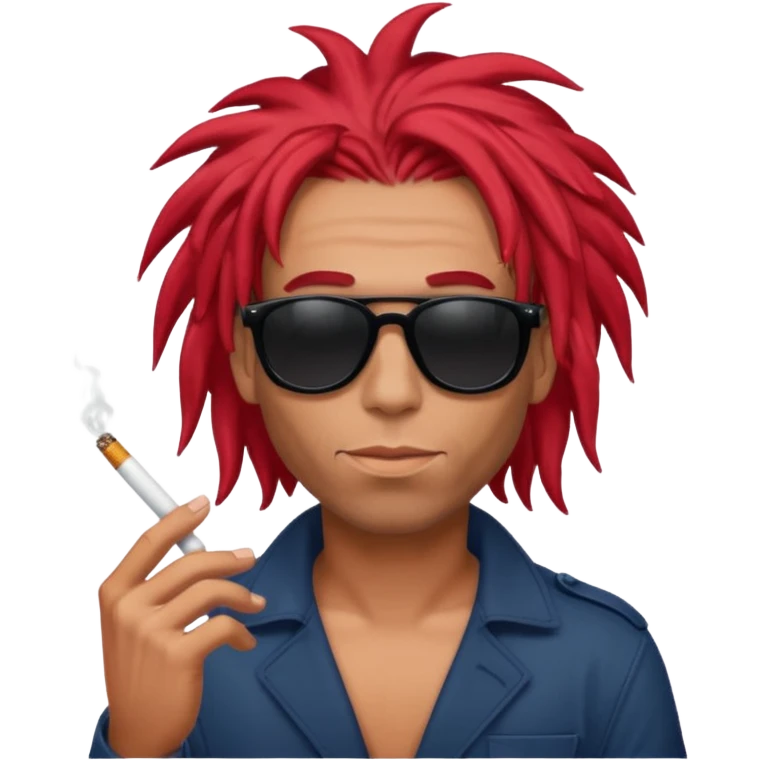 French guy with sunglasses on red dreads and a cigarette emoji