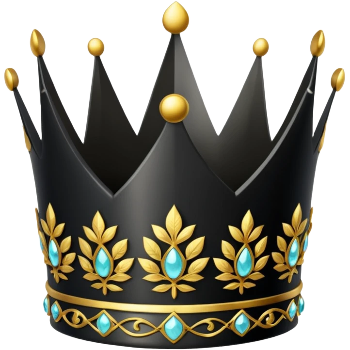eine schwarze krone mit ein wenigen verzirten goldblätter  emoji