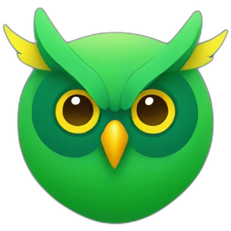 green owl with yellow beak minimalism emoji