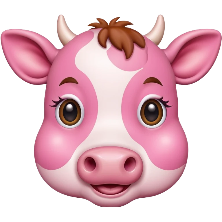 pink cow with cute expression emoji