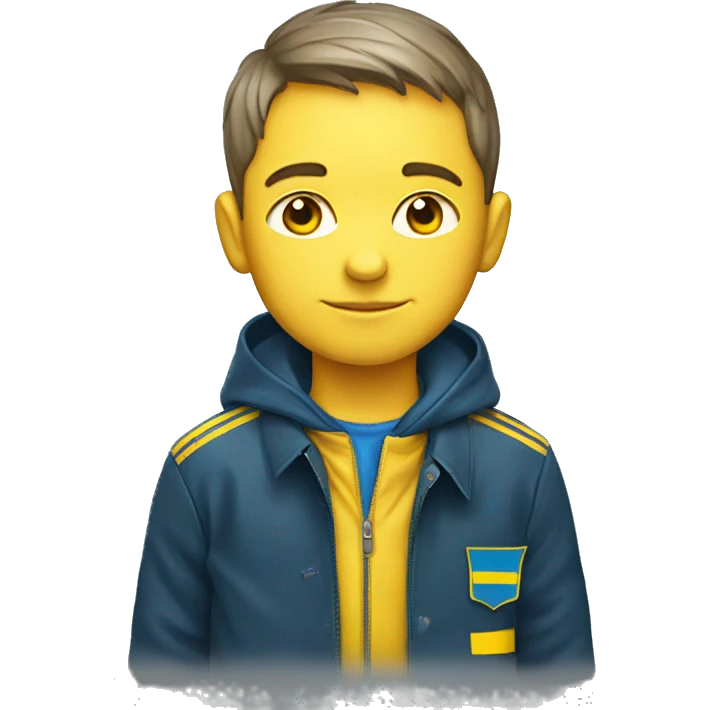 schoolboy with ukraine flag on jacket emoji