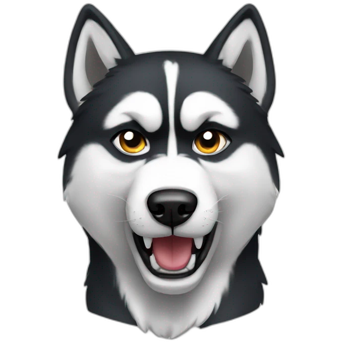 Husky-black-white-angry emoji
