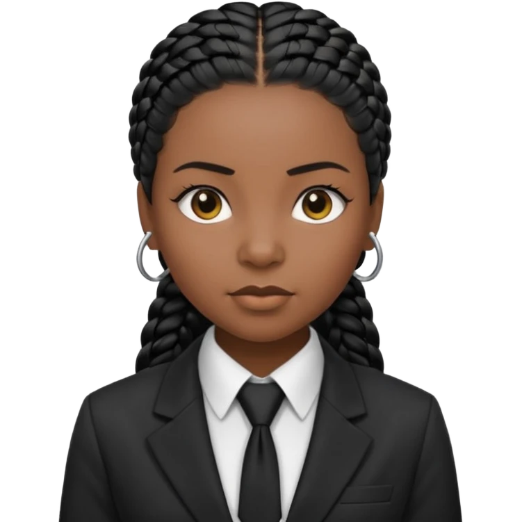 cornrows black haired black woman with tie and blazer emoji