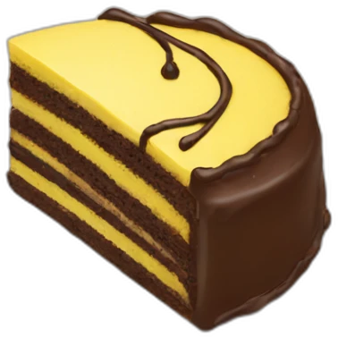 Yellow cake with chocolate icing emoji