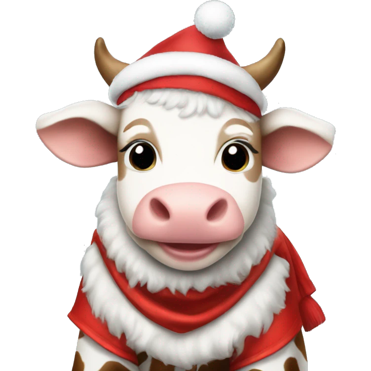 cute baby cow with a christmas costume   emoji