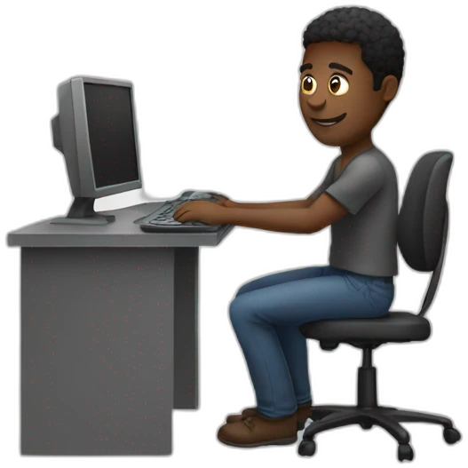 a black man working on his computer emoji