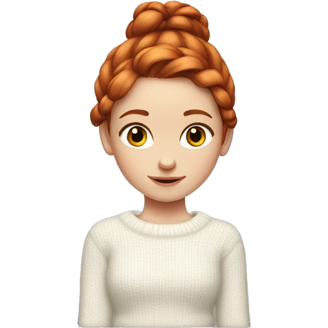 Red-haired girl in low ponytails with pale skin white sweater emoji