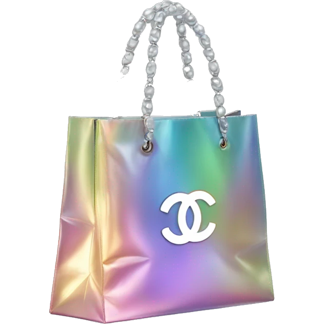 Iridescent Christmas Chanel shopping bag emoji