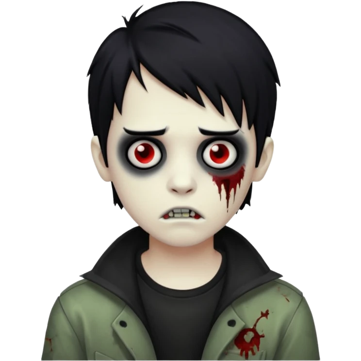 boy zombie with black hair emo emoji