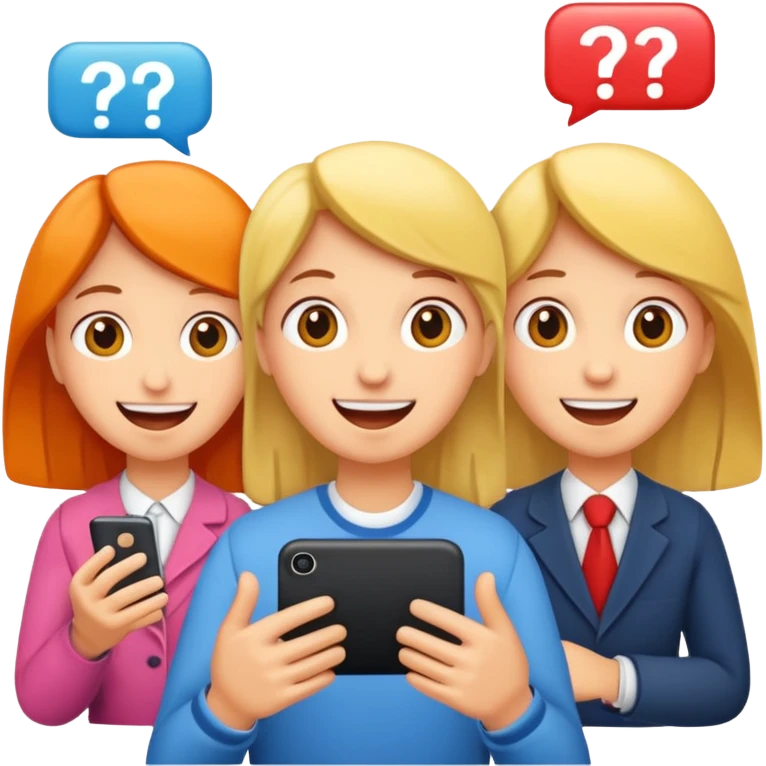 Quiz with happy people  emoji