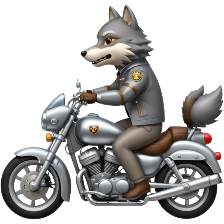 Wolf ride on motorcycle emoji