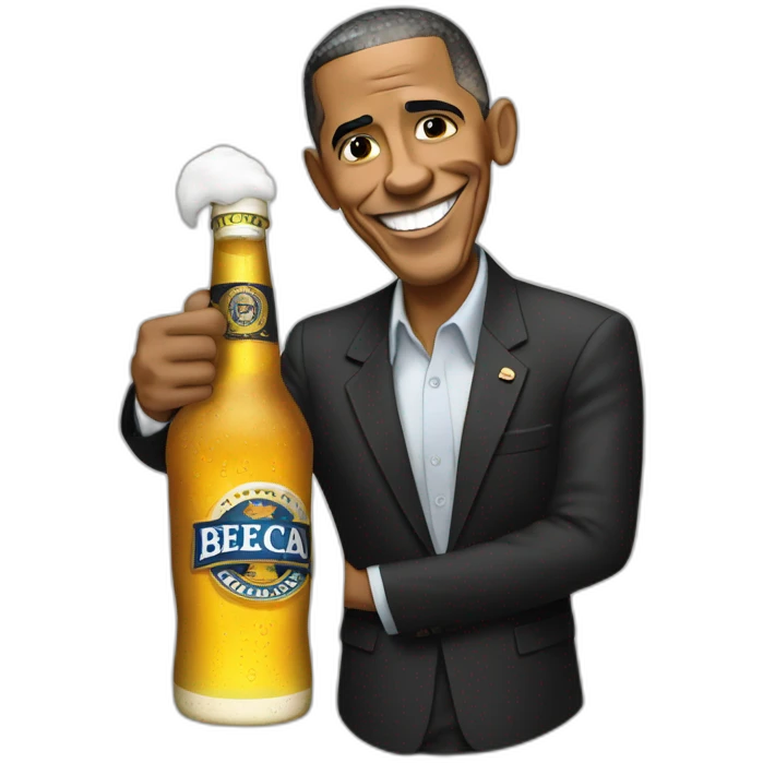 barack Obama with a beer emoji