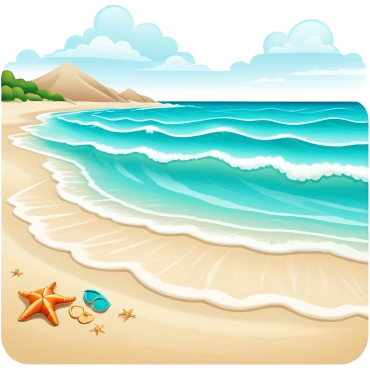 sandy beach with waves emoji