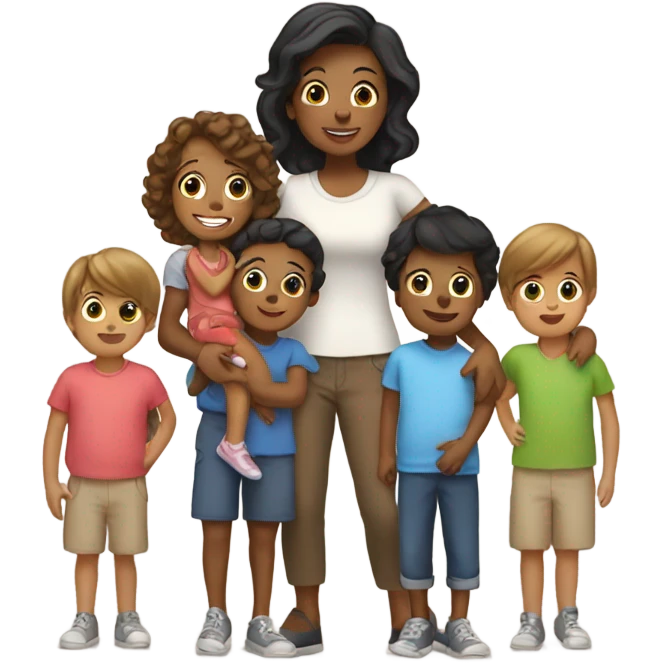 Mom with 6 kids emoji