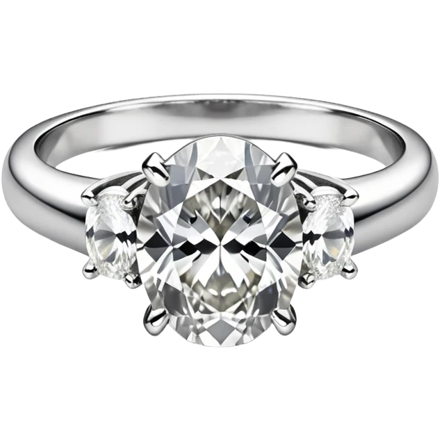 Silver ring with oval diamond emoji