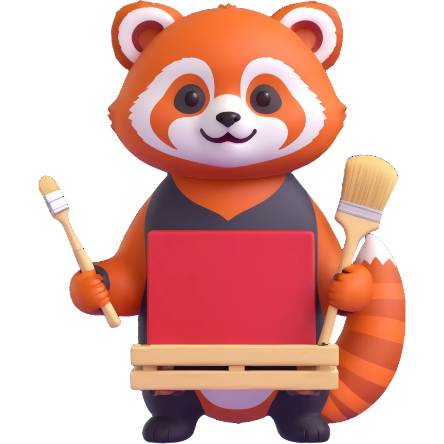 Red panda with brush and pallet emoji