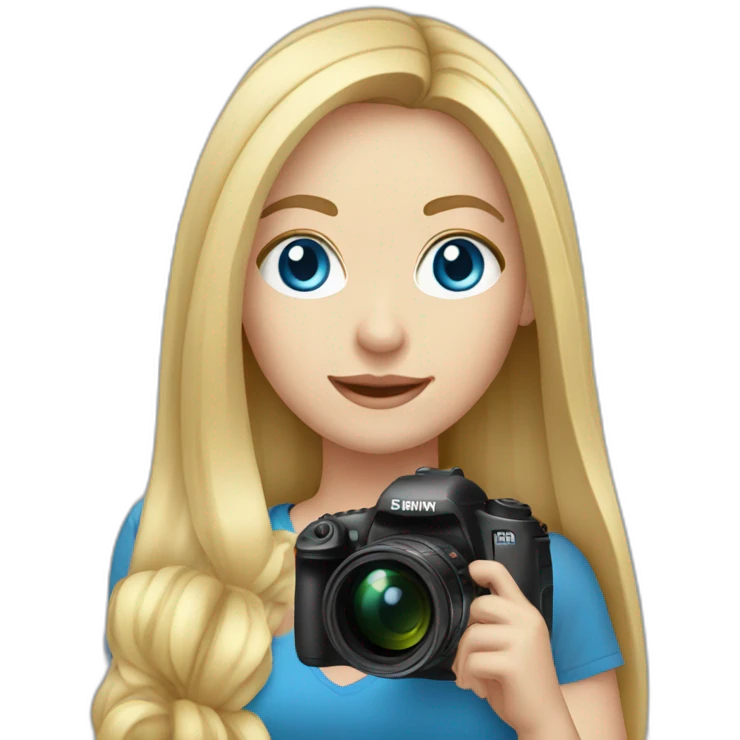 female-photographer-taking-a-picture-light-skinned-long-hair blue eyes emoji