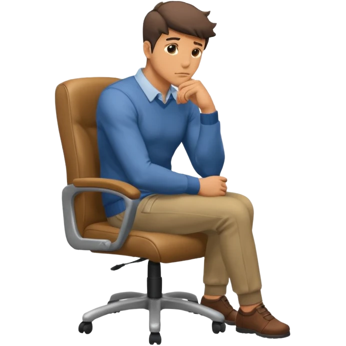 guy imitating thinker statue pose but with clothes and sitting in a office chair emoji
