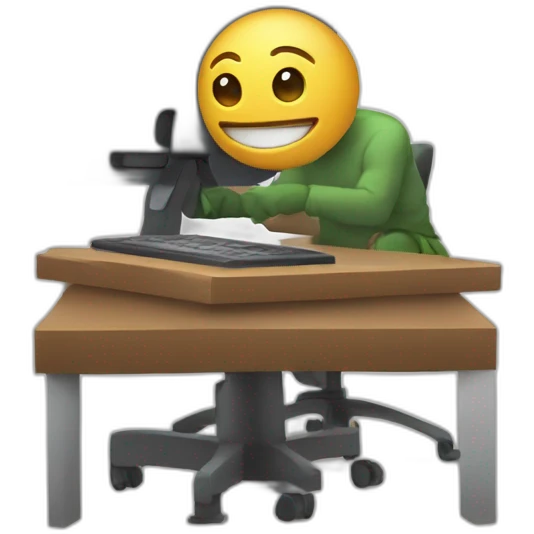 Human wokring on computer emoji