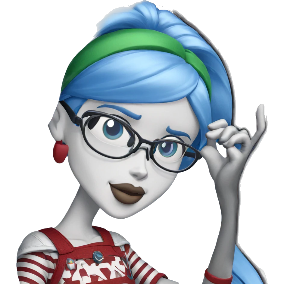 blue haired girl with glasses emoji