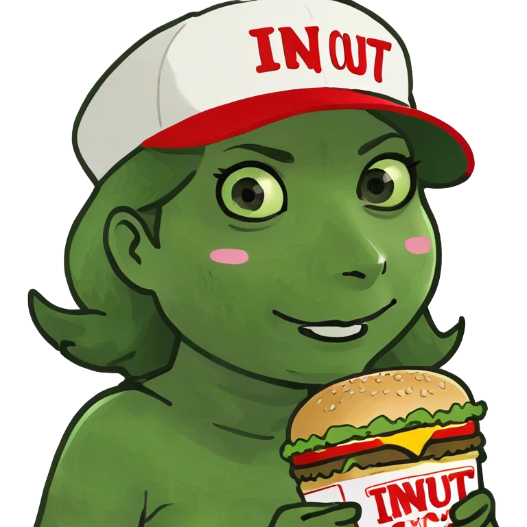 a girl eating an in n out burger emoji