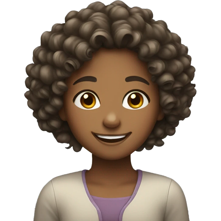 smiling girl with curly hair emoji