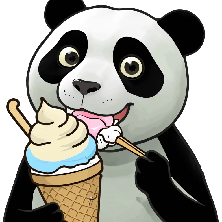 Panda eating ice cream emoji