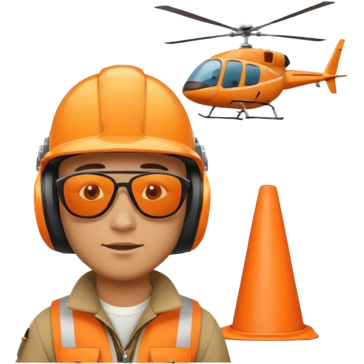 flying helicopter orange cone man emoji