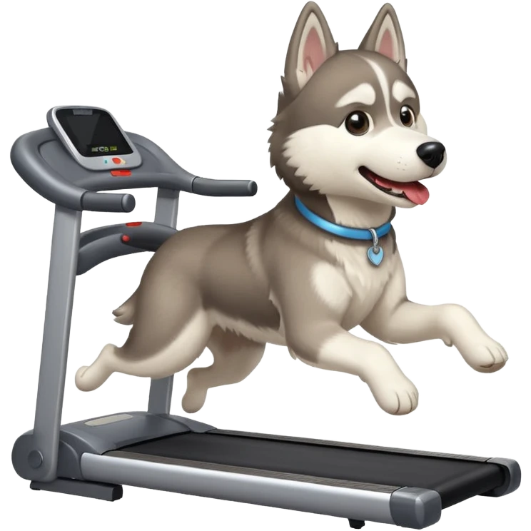 Husky running on a treadmill emoji