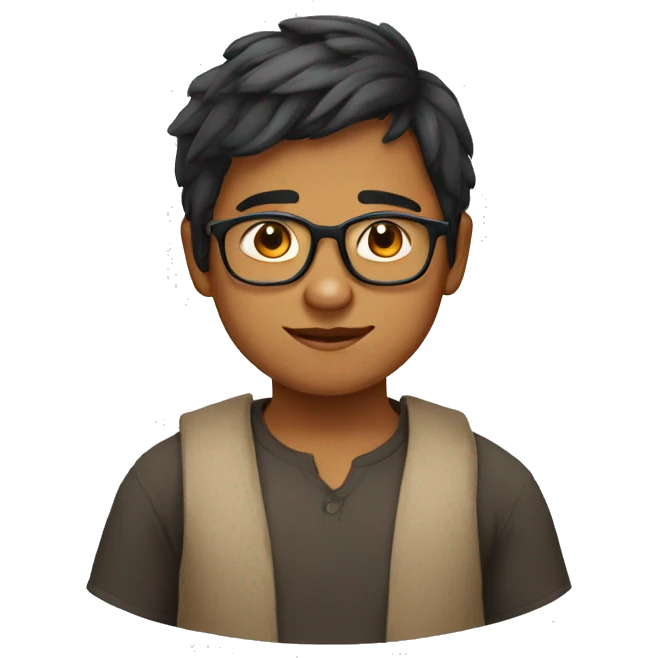 Indian boy with overweight and glasses  emoji