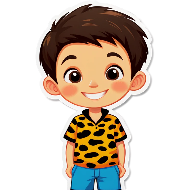 smiling boy in leopard print emoji