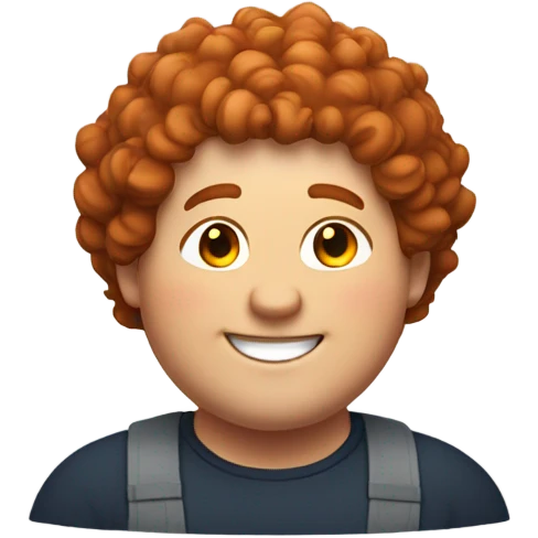 Bading redish curly hair guy with corners in the hair chubby smiling emoji