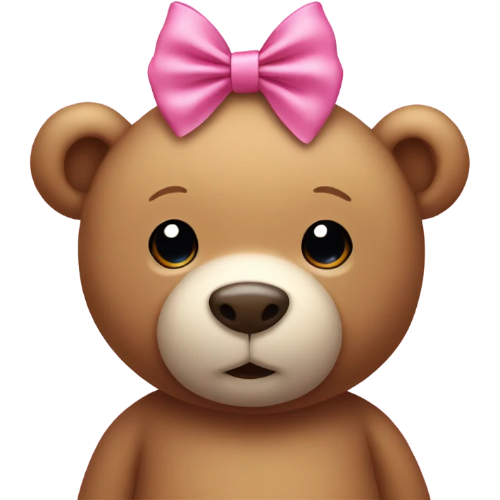 Cute teddy bear with a pink bow on his head emoji