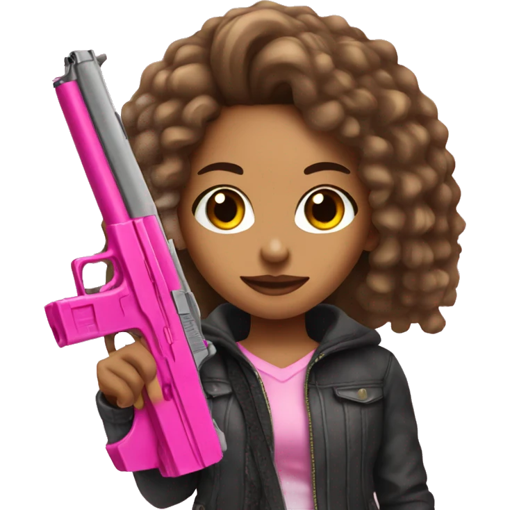 lightskin girl holding a pink gun long hair emoji