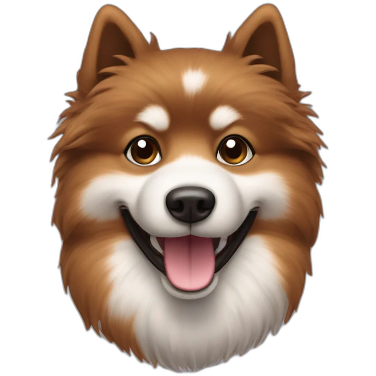 Spitz dog happy face only chocolate brown color hairy emoji