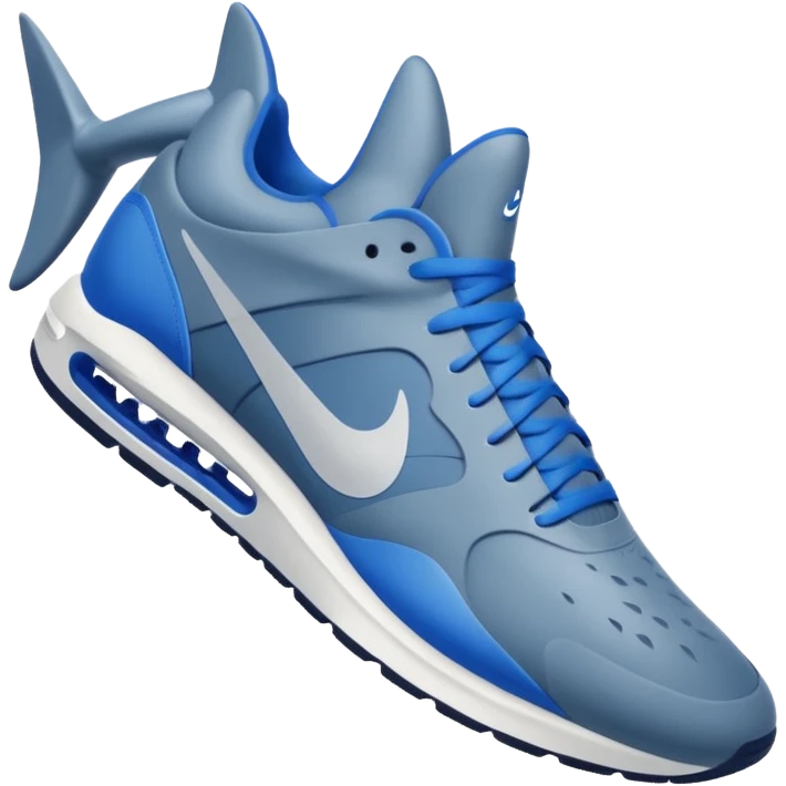 A shark standing, with blue nike sneakers emoji