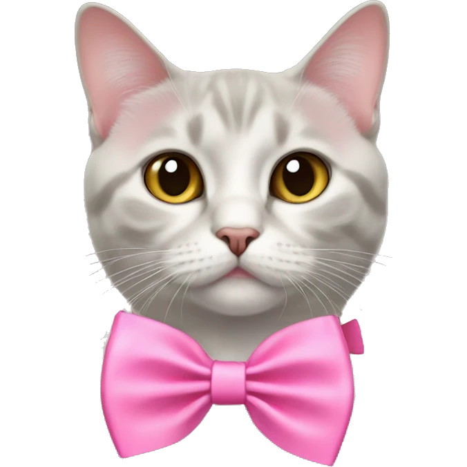 British short hair cat with pink bow tie emoji